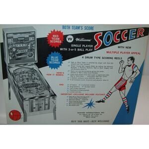 Soccer Pinball FLYER Original 1964 Game Retro Sports Theme Art Sheet